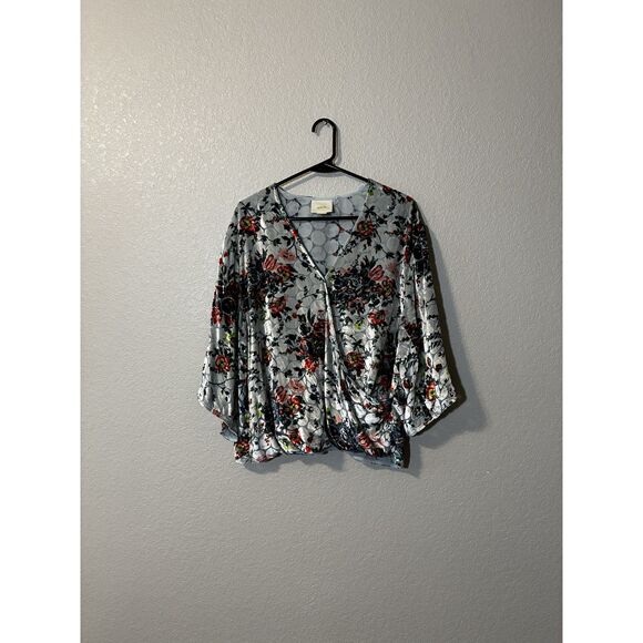 Maeve Anthropologie Umi Burnout Wrap Silk Blouse Large - Picture 5 of 7